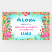 Aloha Tropical Luau Birthday Party Welkom Spandoek (Horizontaal)