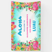 Aloha Tropical Luau Birthday Party Welkom Spandoek (Verticaal)