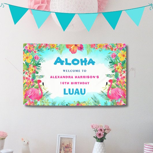 Aloha Tropical Luau Birthday Party Welkom Spandoek