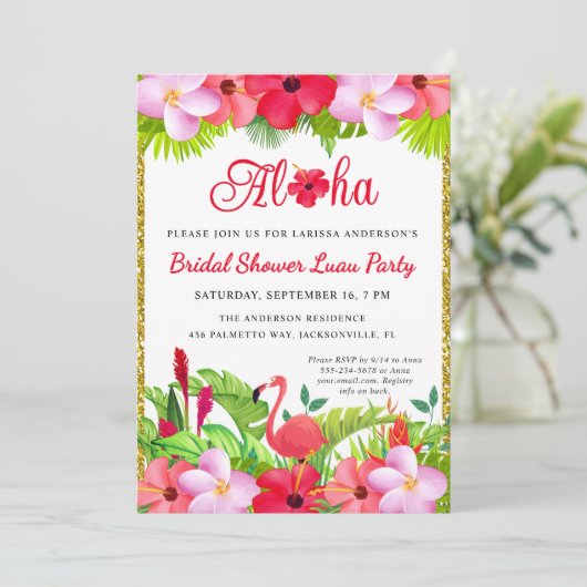 Aloha Tropical Luau Bridal Shower Kaart (Staand voorkant)
