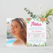 Aloha Tropical Luau Graduation Party Foto Kaart (Staand voorkant)