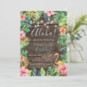 Aloha Tropical Luau Hawaiian Birthday Invitation Kaart (Staand voorkant)