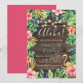 Aloha Tropical Luau Hawaiian Birthday Invitation Kaart (Voorkant / Achterkant)