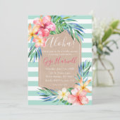 Aloha Tropical Luau Hawaiian Vrijgezellenfeest Inv Kaart (Staand voorkant)