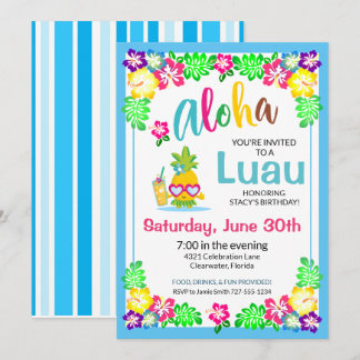 Aloha Tropical Luau Party Invitation Kaart