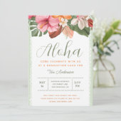 Aloha Tropical Luau Stijlvol Afstudeerder Party Gr Kaart (Staand voorkant)