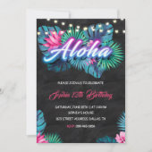 Aloha Tropical Neon Birthday Invitation Kaart (Voorkant)