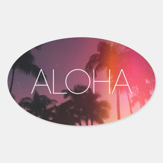 Aloha Tropical Night Ovale Sticker (Voorkant)