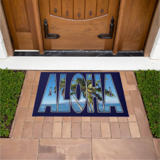 ALOHA Tropical Palm Trees Hawaiian Greeting Deurmat