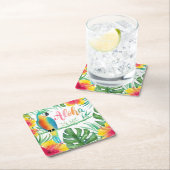 Aloha Tropical Parrot Hibiscus Palm Kartonnen Onderzetters (Insitu)