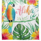 Aloha Tropical Parrot Hibiscus Palm Shower Curtain Douchegordijn (Voorkant)