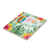 Aloha Tropical Parrot Hibiscus Palm Tegeltje (Zijkant)