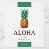 Aloha tropical party with retro pineapple wijn etiket (Enkel label)