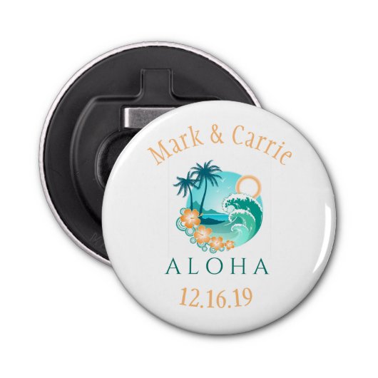 Aloha Tropical Personalized Button Flesopener (Voorkant)