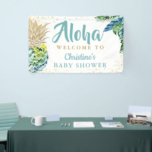 Aloha Tropical Pineapple Baby shower Banner (Beurs)