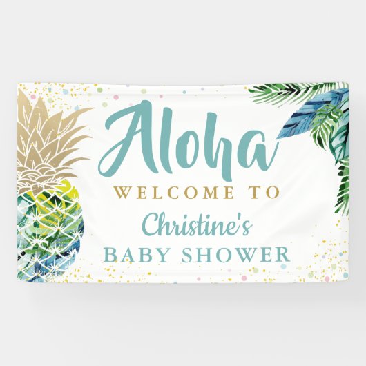 Aloha Tropical Pineapple Baby shower Banner (Horizontaal)