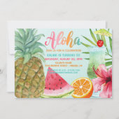 Aloha Tropical Pineapple Summer Luau Birthday Kaart (Voorkant)