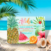 Aloha Tropical Pineapple Summer Luau Birthday Kaart