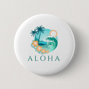Aloha Tropical Ronde Button 5,7 Cm