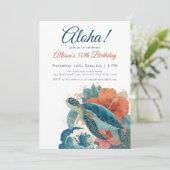 Aloha Tropical Sea Turtle Hawaiian Luau Birthday Kaart (Staand voorkant)