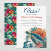 Aloha Tropical Sea Turtle Hawaiian Luau Birthday Kaart (Voorkant / Achterkant)