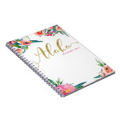 Aloha Tropical Summer Floral Moderne Waterverf Notitieboek (Rechterzijde)