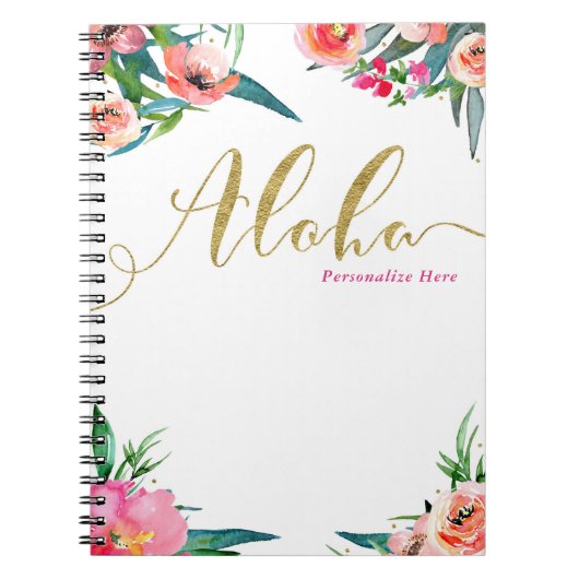 Aloha Tropical Summer Floral Moderne Waterverf Notitieboek (Voorkant)