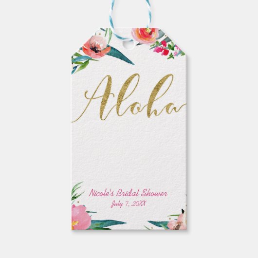 Aloha Tropical Summer Floral Vrijgezellenfeest Fav Cadeaulabel (Voorkant)