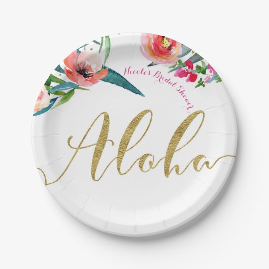 Aloha Tropical Summer Floral Vrijgezellenfeest Par Papieren Bordje (Voorkant)