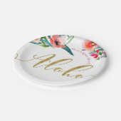 Aloha Tropical Summer Floral Vrijgezellenfeest Par Papieren Bordje (Gekanteld)