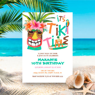 Aloha Tropical Tiki Luau Birthday Kaart