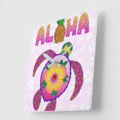 Aloha Tropical Turtle Vierkante Klok (Hoek)