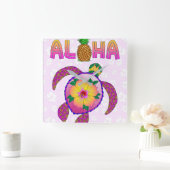 Aloha Tropical Turtle Vierkante Klok (Huis)