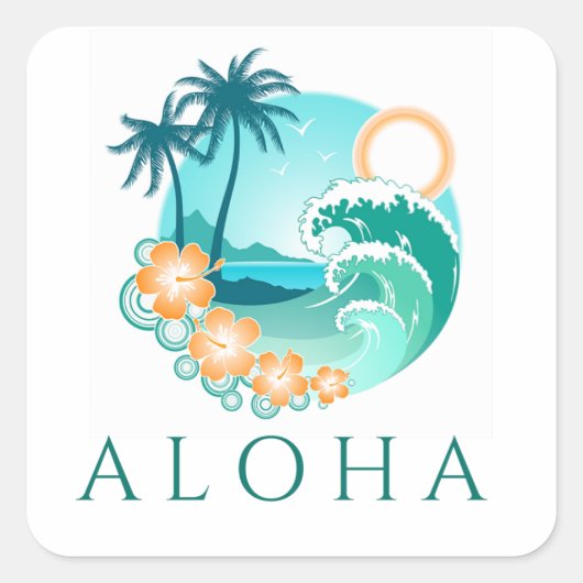 Aloha Tropical Vierkante Sticker (Voorkant)
