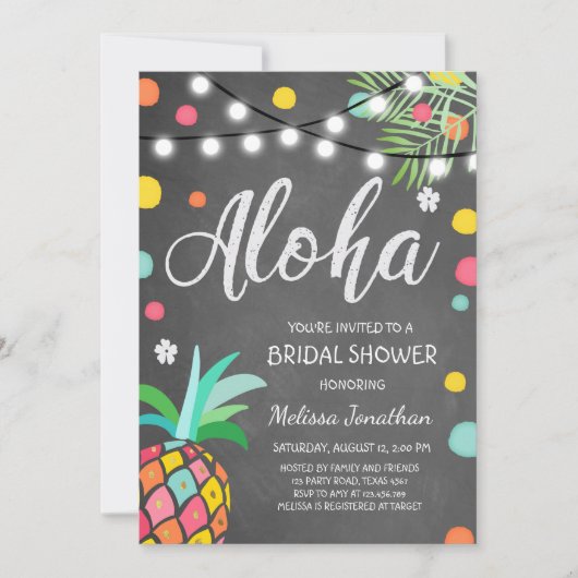 Aloha Tropical Vrijgezellenfeest nodigen Hawaii Lu Kaart (Voorkant)