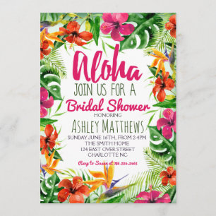 Aloha Tropical Waterverf Shower-uitnodiging Kaart