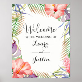 Aloha Tropical Wedding Welcome Poster
