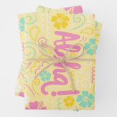 Aloha Tropical Wrapping Paper - Summer Party Vibes (In situ)