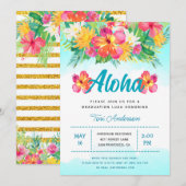 Aloha Tropisch Afstuderen Luau Glitter Invitation Kaart (Voorkant / Achterkant)