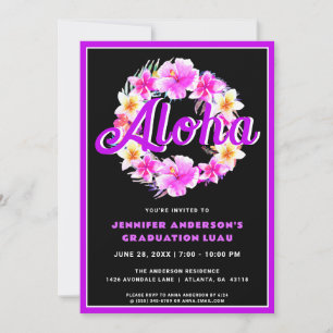 Aloha Tropisch Afstuderen Luau Party Kaart