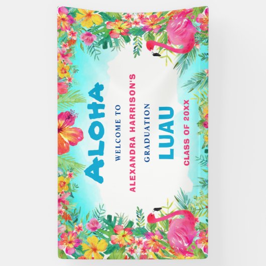 Aloha Tropisch Afstuderen Luau Party Welcome Banne Spandoek (Verticaal)