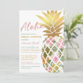 Aloha Tropisch anananas Gold Leaf Vrijgezellenfees Kaart (Staand voorkant)