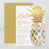 Aloha Tropisch anananas Gold Leaf Vrijgezellenfees Kaart (Voorkant / Achterkant)