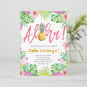 Aloha! Tropisch anananasmeisje Birthday Party Kaart (Staand voorkant)