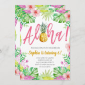 Aloha! Tropisch anananasmeisje Birthday Party Kaart (Voorkant / Achterkant)