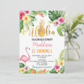 Aloha! Tropisch anananasmeisje Birthday Party Kaart (Staand voorkant)