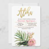 Aloha Tropisch Baby shower Bloemenuitnodiging Kaart (Voorkant)