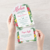 Aloha Tropisch Baby shower en luierspoeling All In One Uitnodiging (Afscheurbaar)