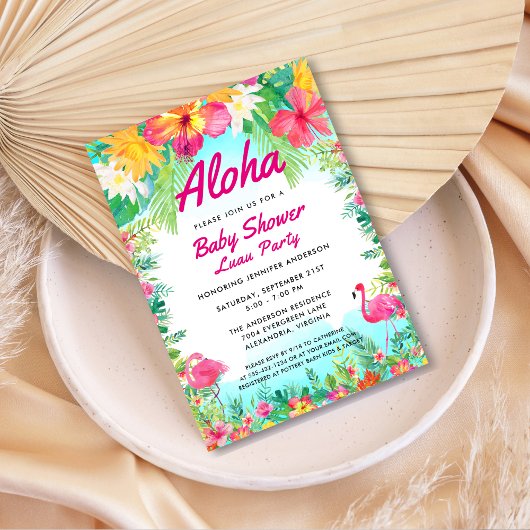 Aloha Tropisch Baby shower Luau Uitnodiging