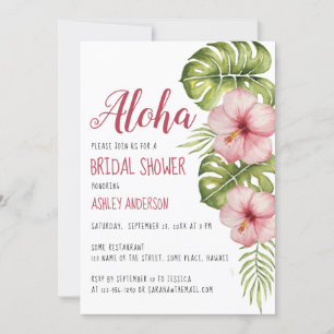 Aloha Tropisch Bloemen Bruidsfeestje Roze Hibiscus Kaart